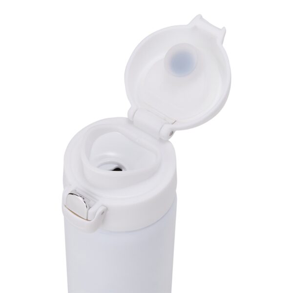 Detalhe da vedação e rosca da garrafa térmica inox 400ml corporativa