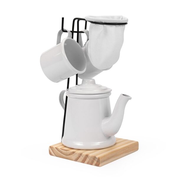 Kit café personalizado 4 peças branco para empresas