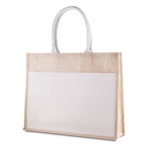 Ecobag Personalizada Algodão e Juta com Bolso 220g/m² 35x45cm