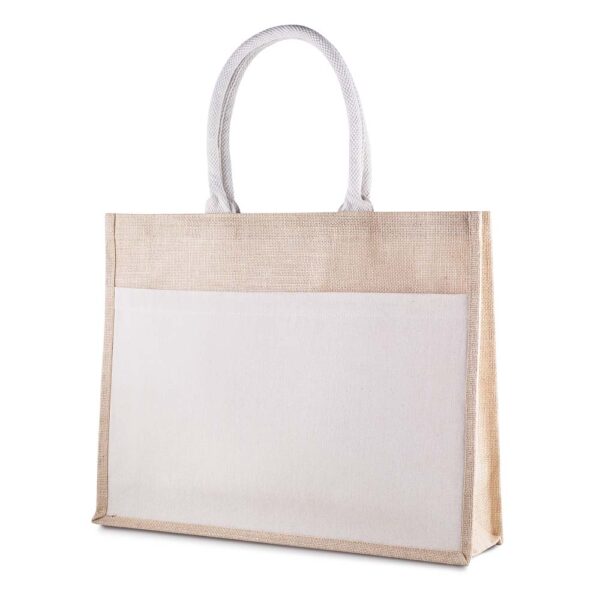 Ecobag Personalizada Algodão e Juta com Bolso 220g/m² 35x45cm Cru