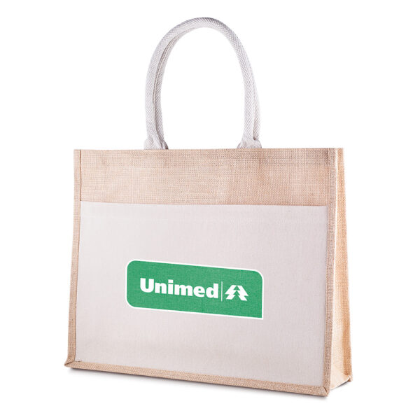 Ecobag Personalizada Algodão e Juta com Bolso 220g/m² 35x45cm Foto