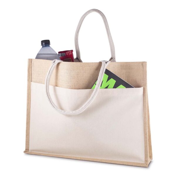 Ecobag Personalizada Algodão e Juta com Bolso 220g/m² 35x45cm Foto