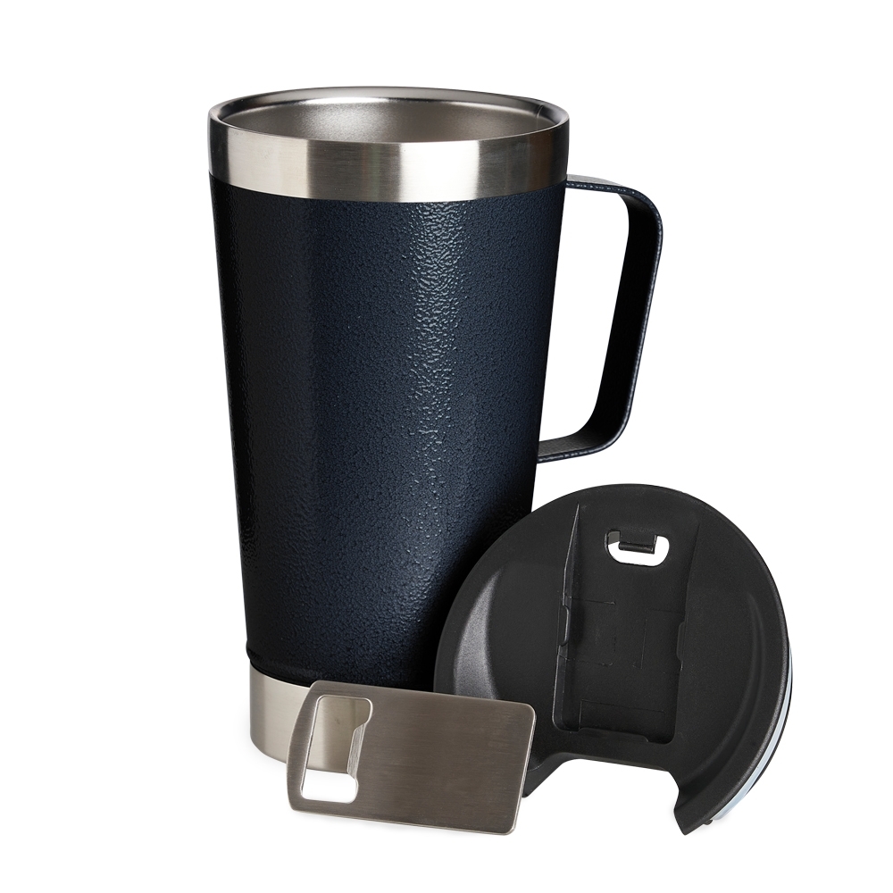 - Huble Brindes Corporativos Caneca Térmica Personalizada 500ml *Textura C/ Abridor - Detalhe 1