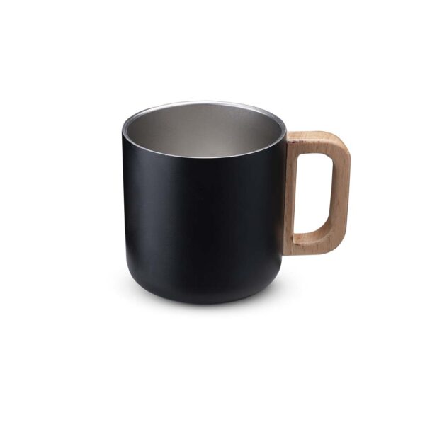 Caneca Térmica Personalizada Com Alça Em Madeira Preto