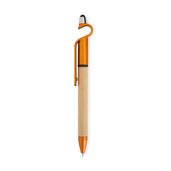 Caneta Ecológica Personalizada Touch Com Suporte LARANJA
