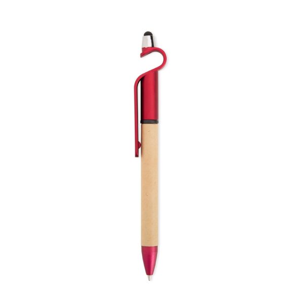 Caneta Ecológica Personalizada Touch Com Suporte VERMELHO
