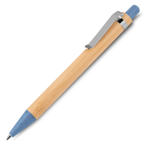 Caneta Personalizada Bambu Azul
