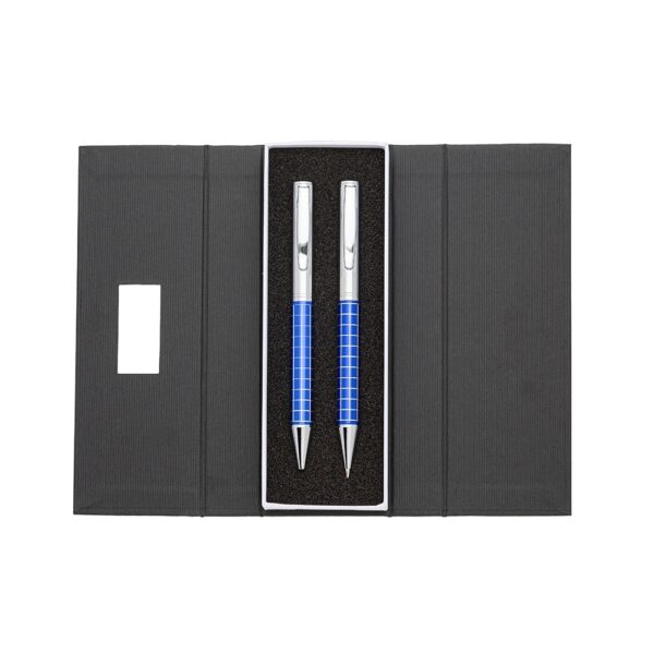 Caneta Personalizada Metal Kit Lapiseira AZUL