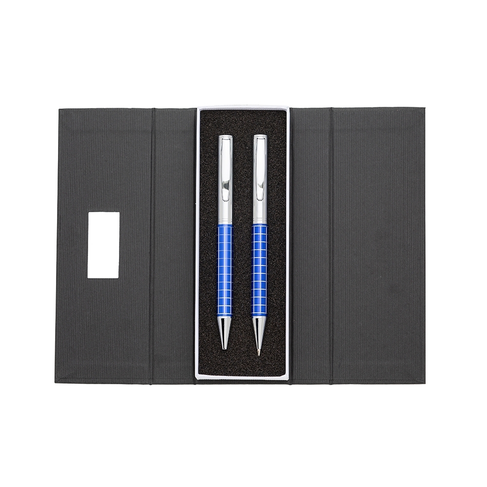 - Huble Brindes Corporativos Caneta Personalizada Metal Kit Lapiseira AZUL
