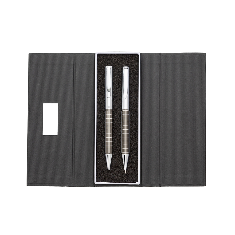 - Huble Brindes Corporativos Caneta Personalizada Metal Kit Lapiseira PRATA