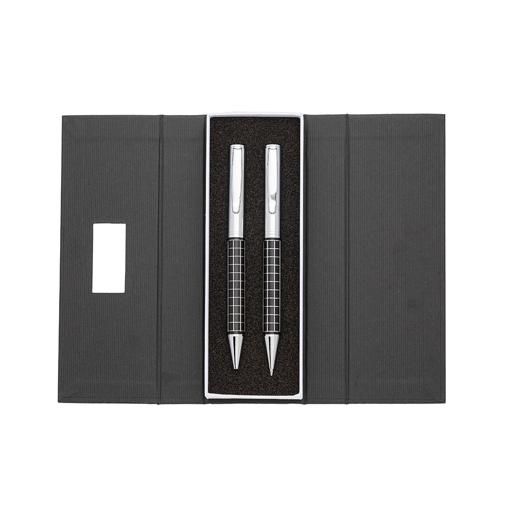 - Huble Brindes Corporativos Caneta Personalizada Metal Kit Lapiseira PRETO