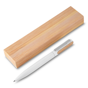 Caneta Personalizada Metálica Com Estojo Branco