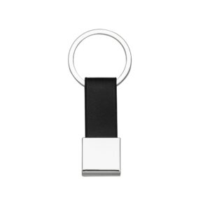 Chaveiro Personalizado Metal C/ Couro PRATA
