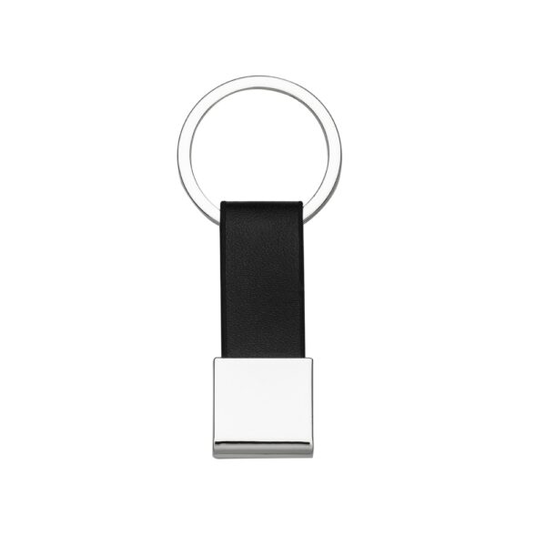 Chaveiro Personalizado Metal C/ Couro PRATA