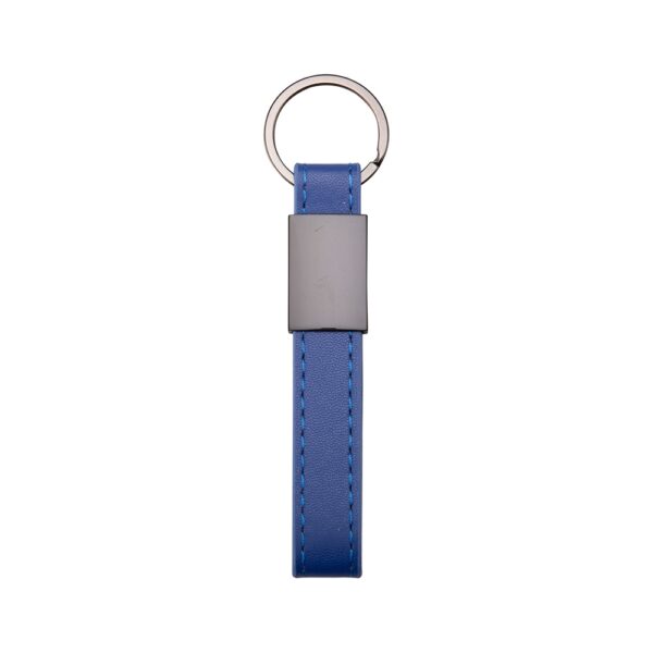 Chaveiro Personalizado Metal Com Couro Sintético AZUL