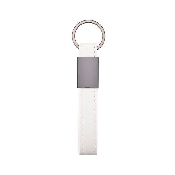 Chaveiro Personalizado Metal Com Couro Sintético BRANCO