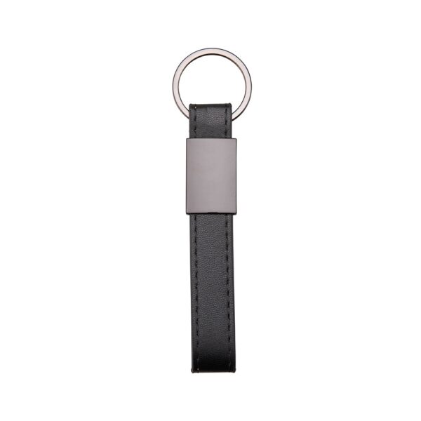 Chaveiro Personalizado Metal Com Couro Sintético PRETO