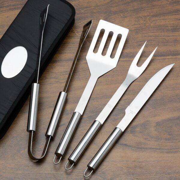 Kit Churrasco Personalizado 4 Peças Inox C/ Estojo - Detalhe 2