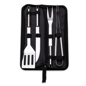 Kit Churrasco Personalizado 4 Peças Inox C/ Estojo PRETO