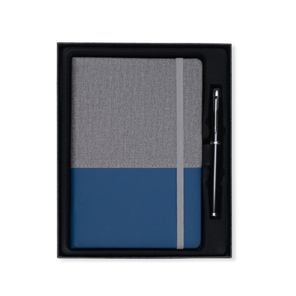 Kit Executivo Personalizado 2 Peças PU 80 Folhas 5 Cores Azul