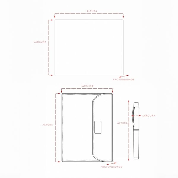 Kit Executivo Personalizado 2 Peças PU Fecho Magnético 4 Cores Detalhe