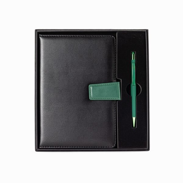 Kit Executivo Personalizado 2 Peças Caderneta e Caneta Metálica Verde