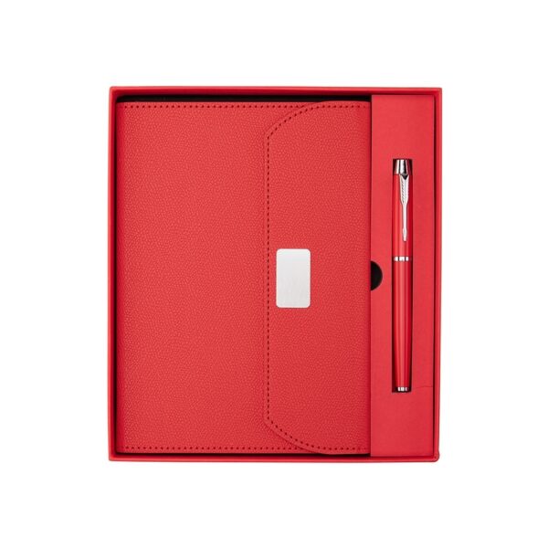 Kit Executivo Personalizado 2 Peças PU Fecho Magnético 4 Cores Vermelho