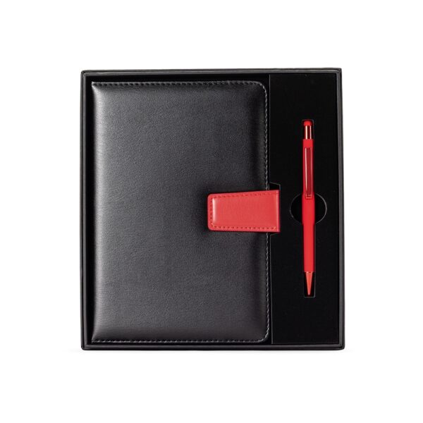 Kit Executivo Personalizado 2 Peças Caderneta e Caneta Metálica Vermelho
