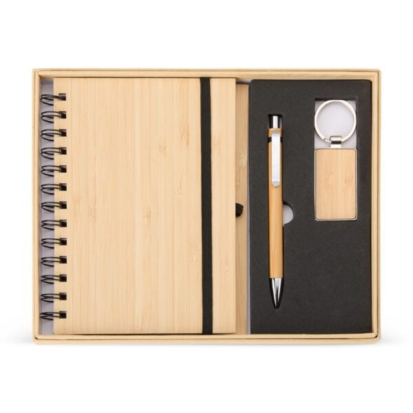 Kit Executivo Personalizado Ecológico 3 Peças Bambu Caderneta 70 Folhas