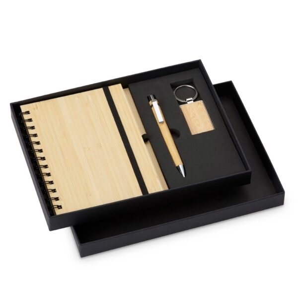 Kit Executivo Personalizado Ecológico 3 Peças Bambu Estojo Papelão
