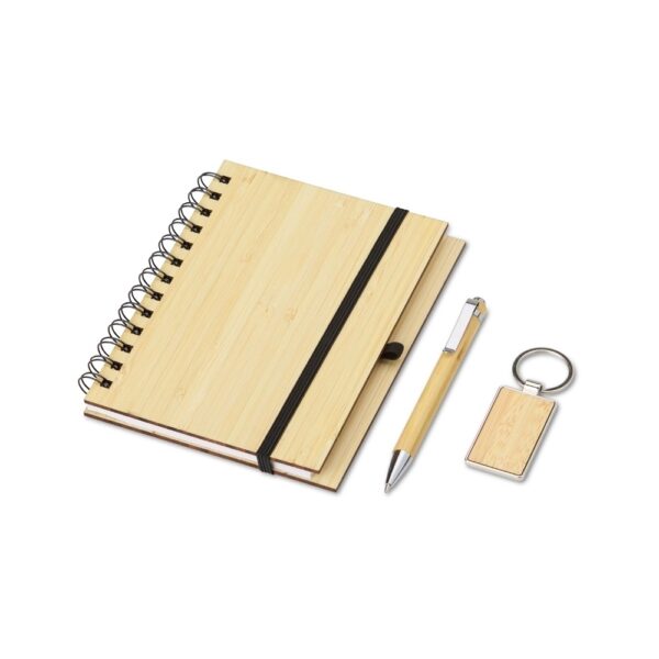 Kit Executivo Personalizado Ecológico 3 Peças Bambu Estojo Papelão Detalhe