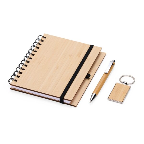 Kit Executivo Personalizado Ecológico 3 Peças Bambu Caderneta 70 Folhas Detalhe