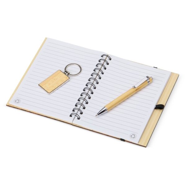 Kit Executivo Personalizado Ecológico 3 Peças Bambu Estojo Papelão Detalhe