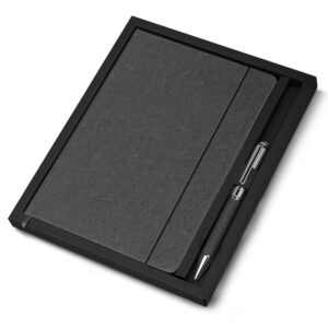 Kit Personalizado Escritório A5 Capa Em Couro Reciclado E Caneta Metalica