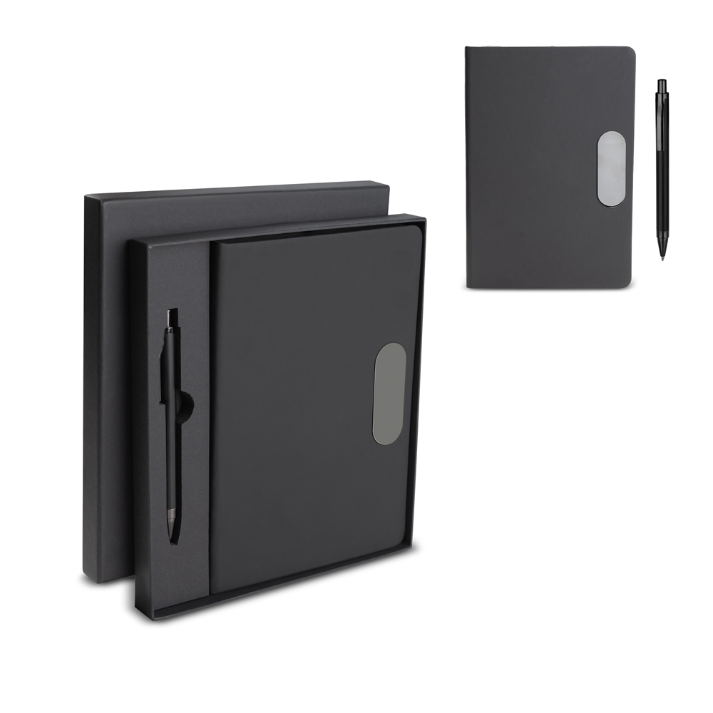- Huble Brindes Corporativos Kit Personalizado Escritório A5 Em Pu E Caneta Metalica