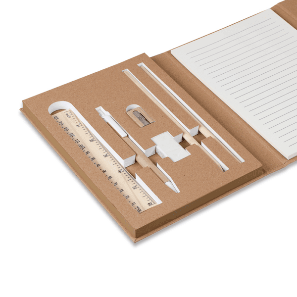 Kit Executivo Personalizado Ecológico Capa Kraft com Bloco e Caneta Bambu Kraft