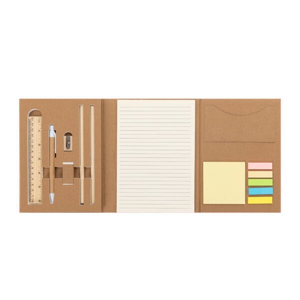 Kit Executivo Personalizado Ecológico Capa Kraft com Bloco e Caneta Bambu Kraft