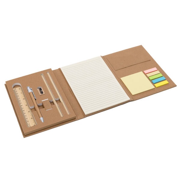 Kit Executivo Personalizado Ecológico Capa Kraft com Bloco e Caneta Bambu Kraft