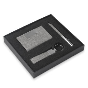 Kit Personalizado Escritório Porta Cartão, Chaveiro E Caneta Metálica