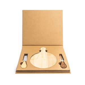 Kit Personalizado Queijo 2 Peças + Tábua Redonda MADEIRA