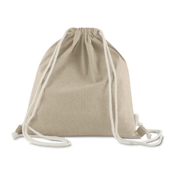 Sacochila Personalizada Sacola/Mochila Algodão Mescla Reciclado 140G/M² Bege